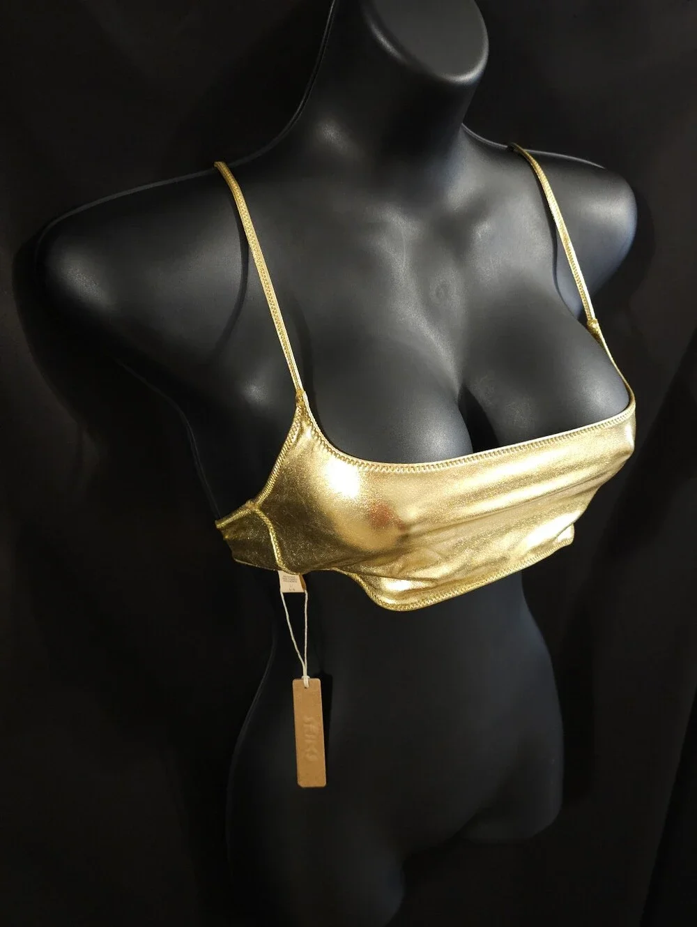 Skims Metallic Swim Micro Scoop Bikini Top BT-SCP-2802 Gols Size Large, 2X